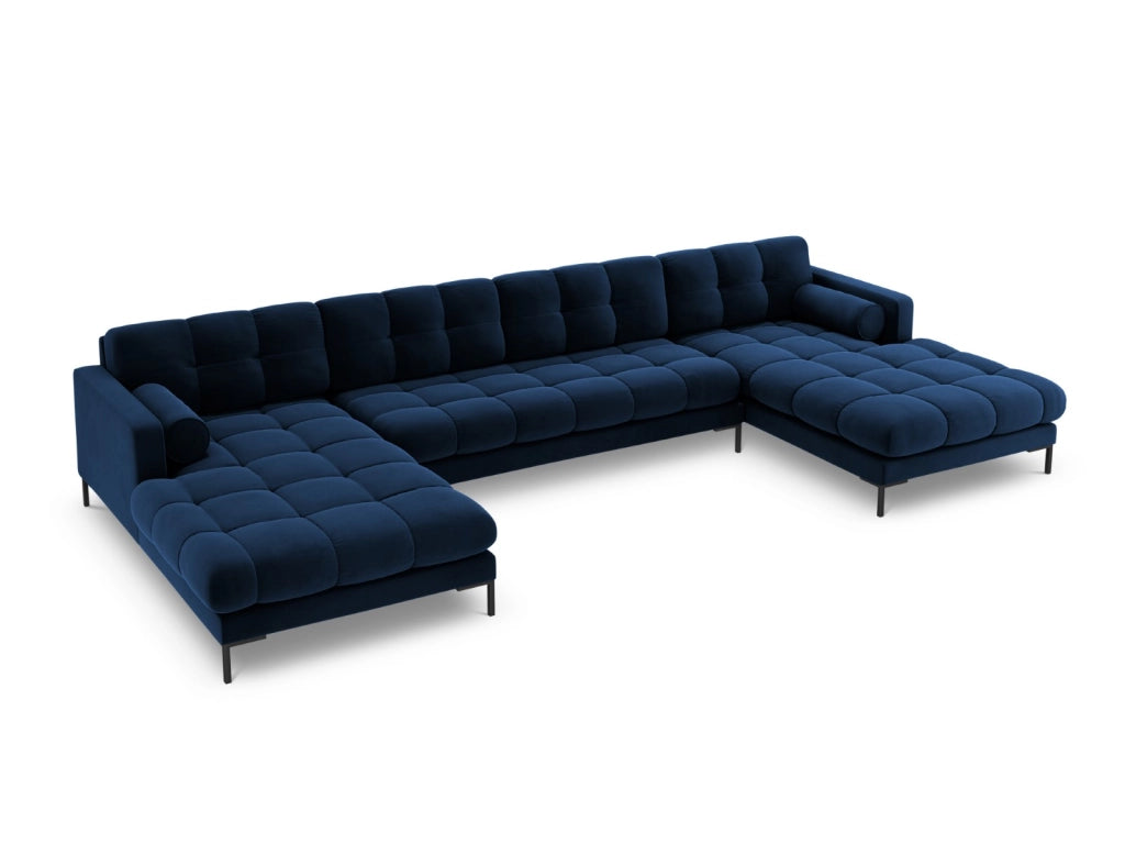 Cosmopolitan Design - Divano panoramico "Bali" 7 posti in velluto blu reale 