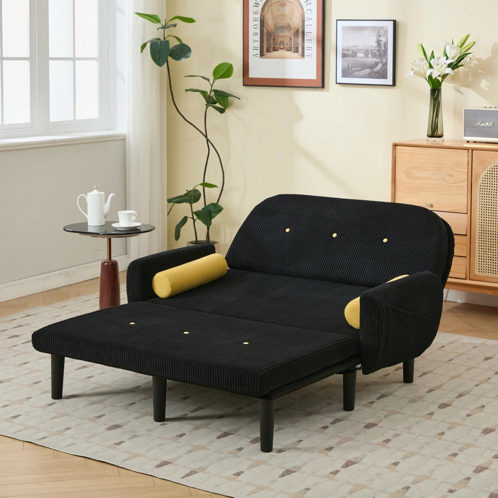 Divano letto Loveseat nero con vano - Zephmum