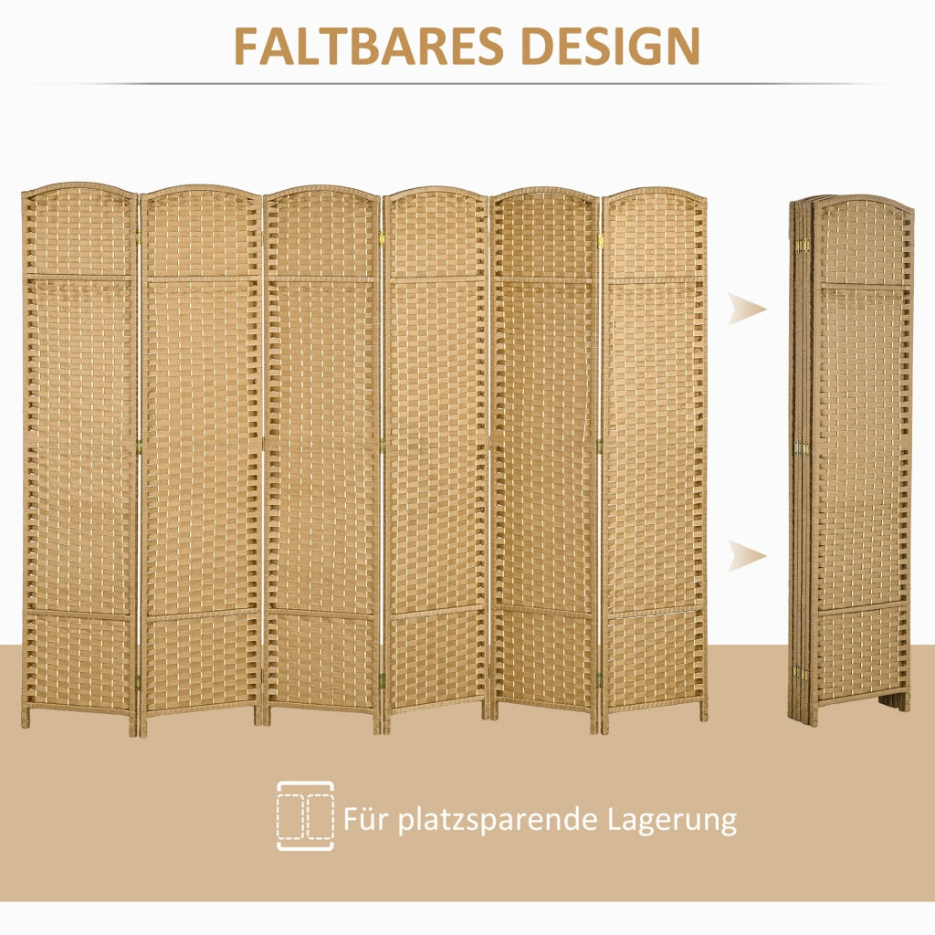 Paravento ¨C Minimal ¨C Naturale, Legno, 6 Pannelli, Pieghevole