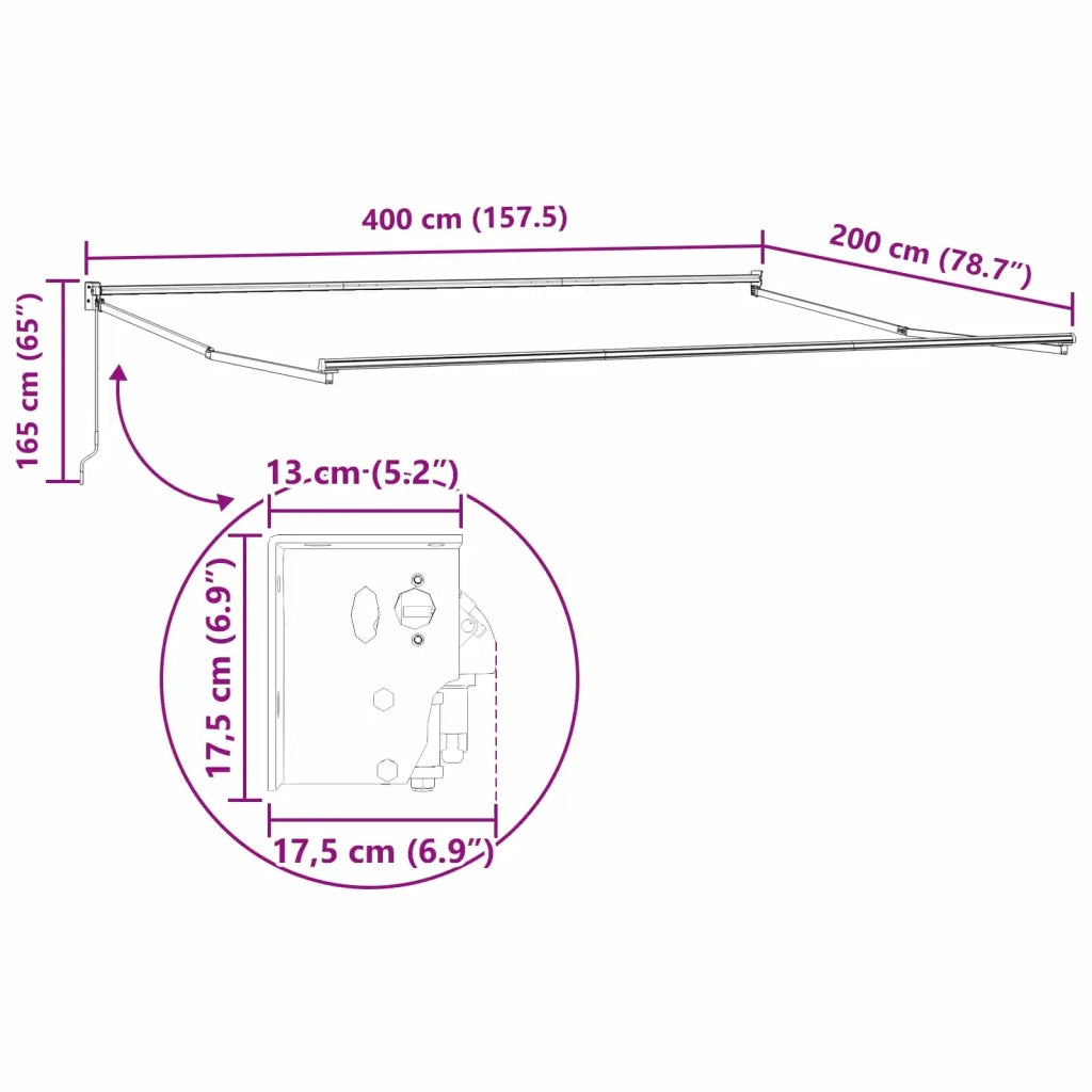 Tenda retrattile manuale Antracite 4 x 2 m 3418926