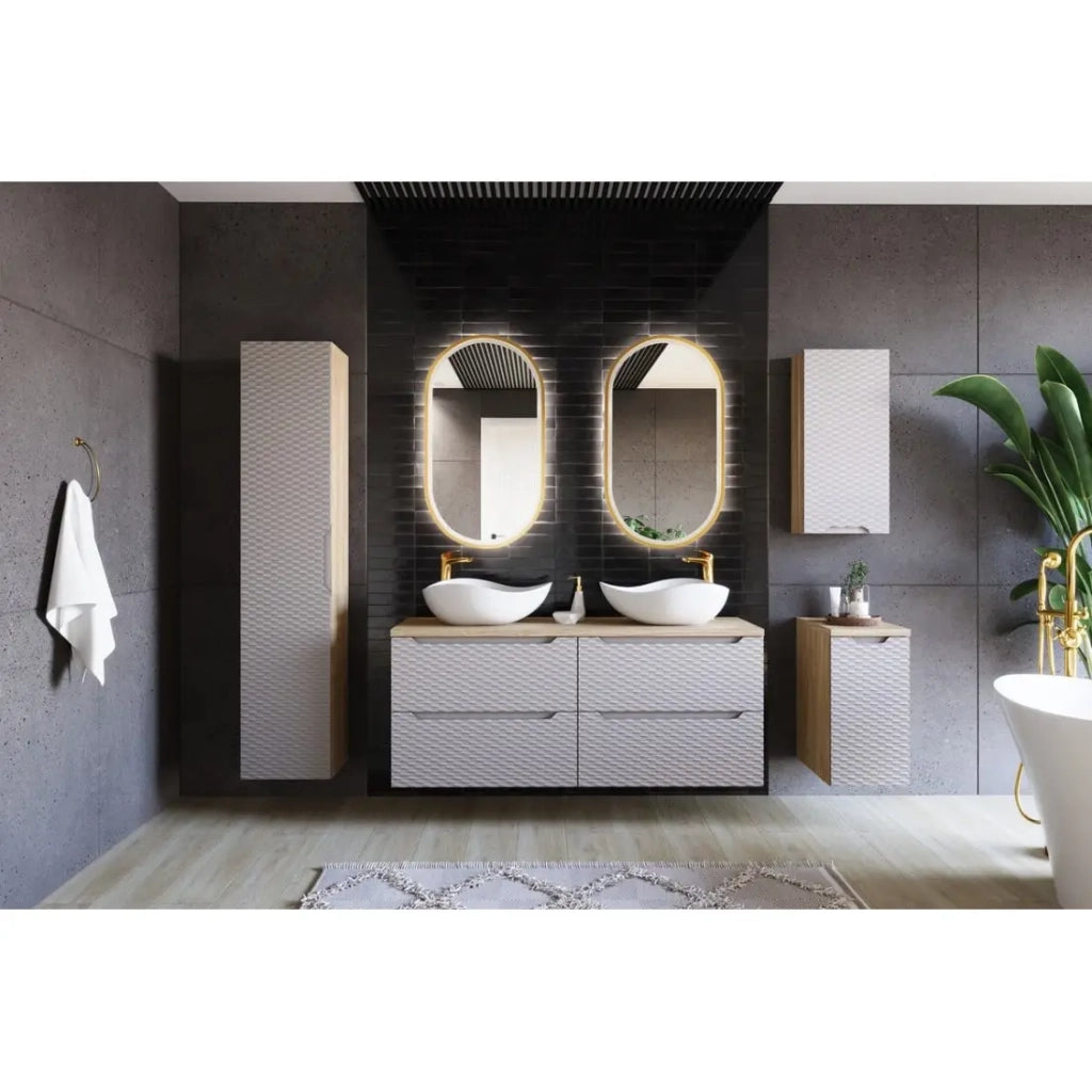 Mobile da stoccaggio YOKA – Beige e rovere chiaro 35 cm
