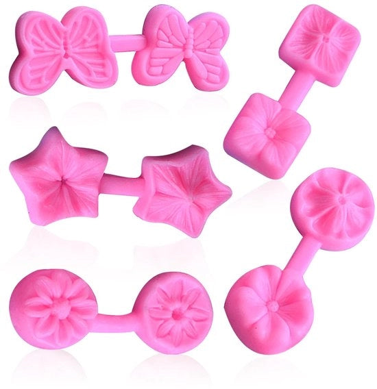 Forme di silicone - 5 pezzi - Rosa - Disegno fiorale - Forme a strisce - Smalto antiaderente - Leggero - Forme per la cottura
