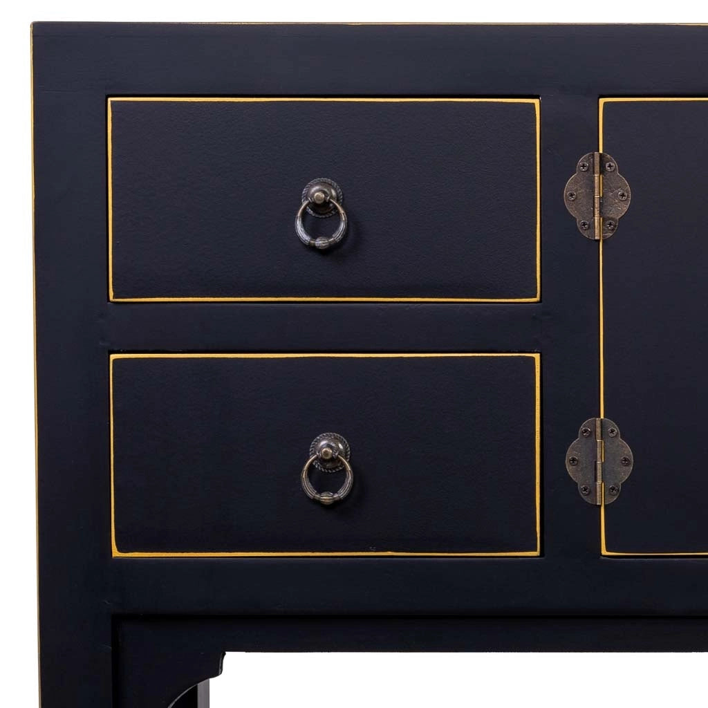 Mobile da ingresso in legno con 4 cassetti e 2 porte 95x26x78