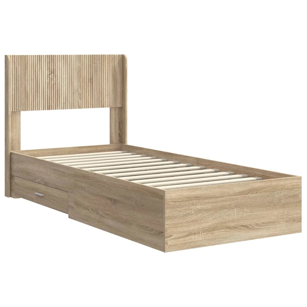 Struttura del letto con stoccaggio e testata-Giroletto con contenitore Rovere Sonoma 974855