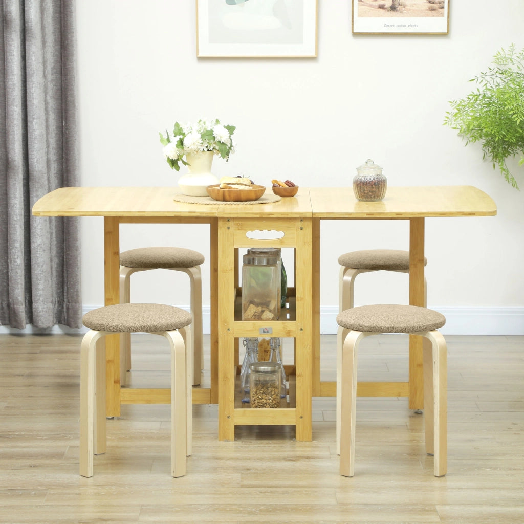 Set 4 Sgabelli Impilabili Imbottiti ¨C Xylo ¨C Tessuto Gambe Legno Cachi