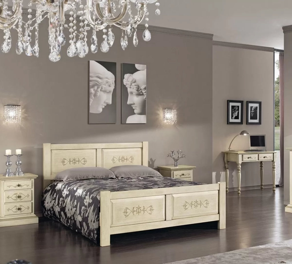 Letto matrimoniale arte povera legno grezzo 173x209x107 - Mobili 2G