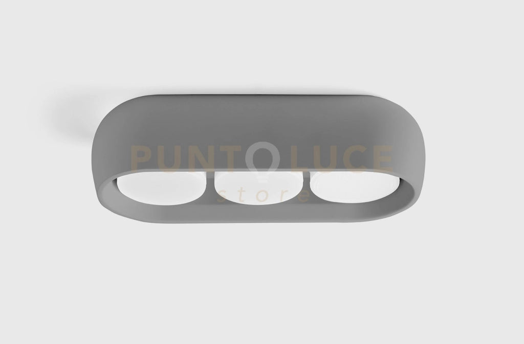 MYSIA lampada da Soffitto 3 Luci attacco GX53Grigia RAL 7039 in gesso 28x11cm