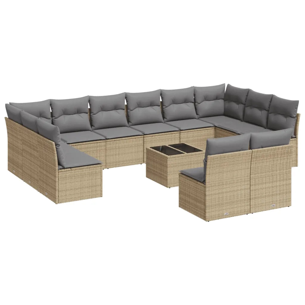 Set Divano da Giardino 13 pz con Cuscini Beige in Polyrattan 3250218
