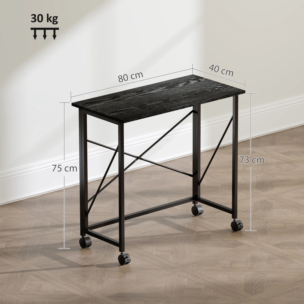 Scrivania Pieghevole con Ruote ¨C Minimal ¨C Nero 80x40x75 cm