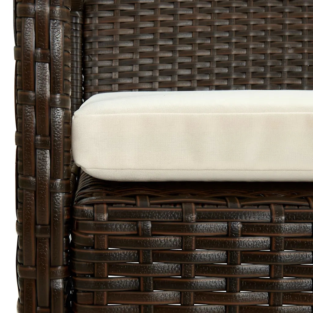 Sedia da Giardino | Sedie da Esterno con Cuscino in Polyrattan Marrone