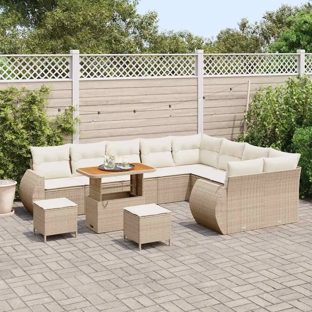 Set Divano da Giardino con cuscino 12 pcs Beige e Crema