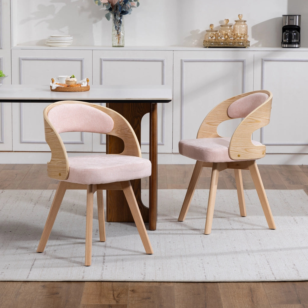 Sedia da Pranzo Girevole in Legno con Cuscino ¨C Xylo ¨C Schienale Curvo, Tessuto Cotone Lino
