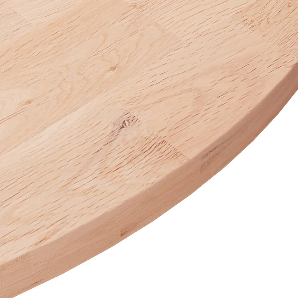 Piano Tavolo | Superficie Tavolo | Piano Scrivania Rotondo ?60x2,5 cm Massello di Rovere Non Trattato