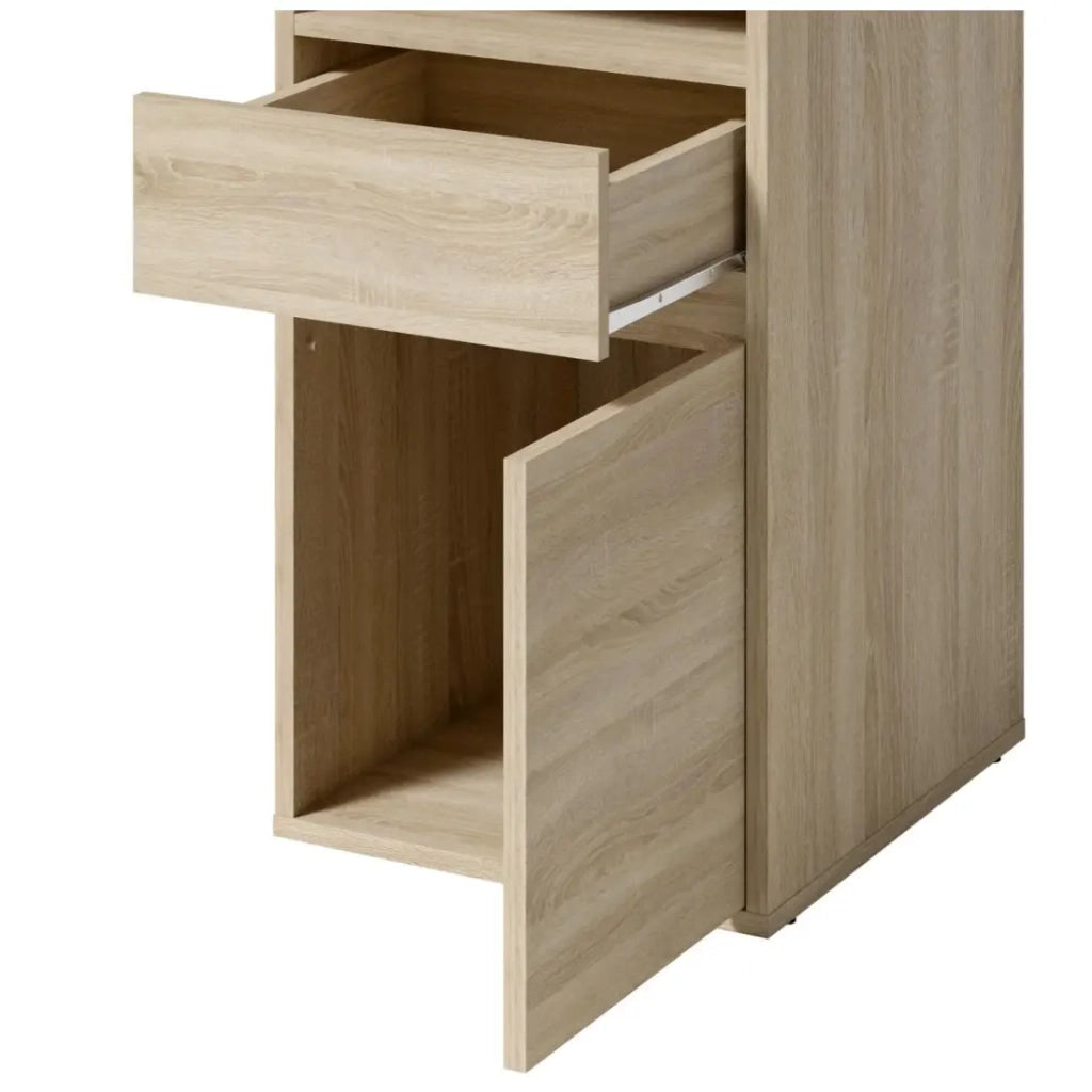 Scrivania BILOU in rovere Sonoma - 1 cassetto, 1 porta e 2 vani - Stile legno chiaro e design pratico