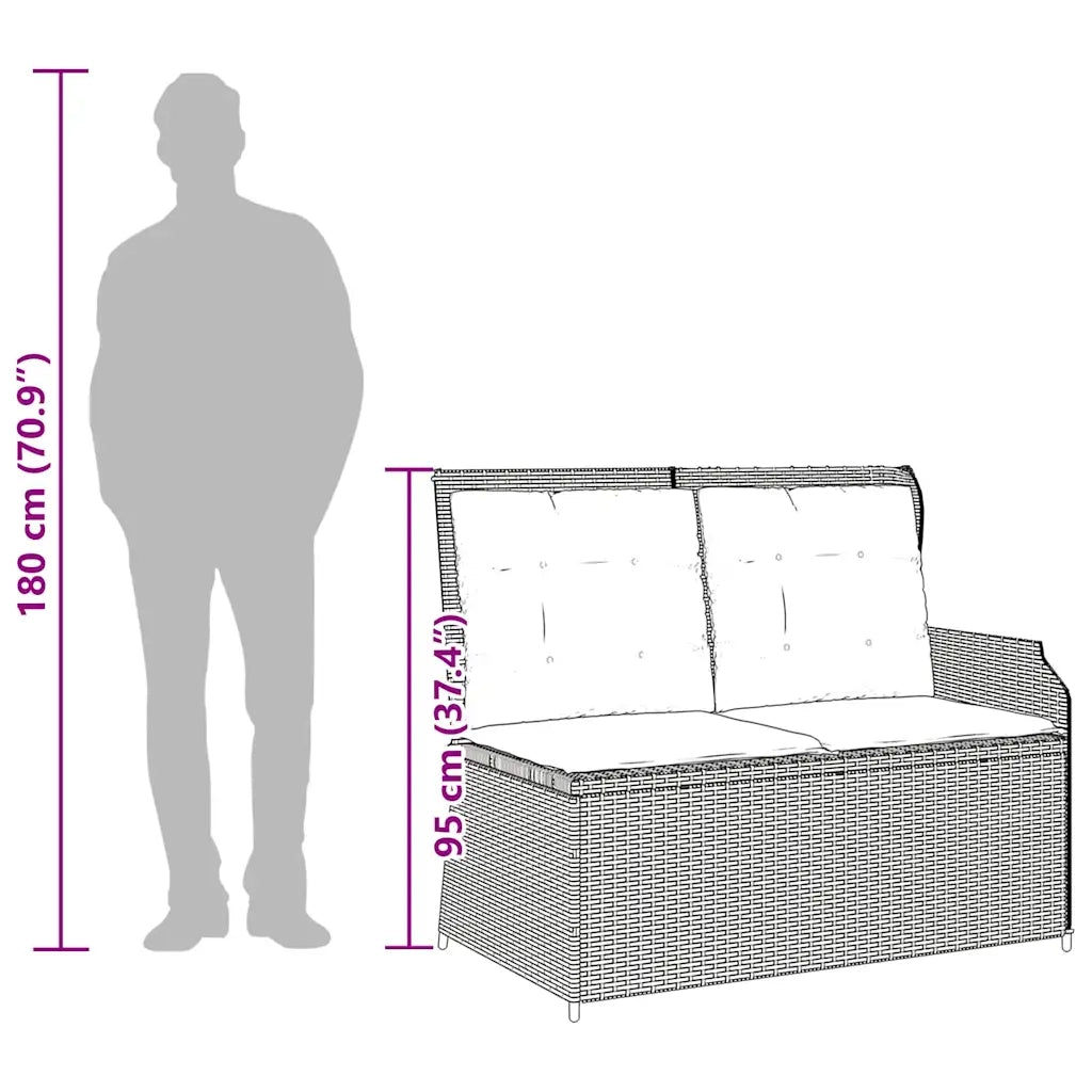 Panca Reclinabile da Giardino con Cuscini Marrone in Polyrattan 368938