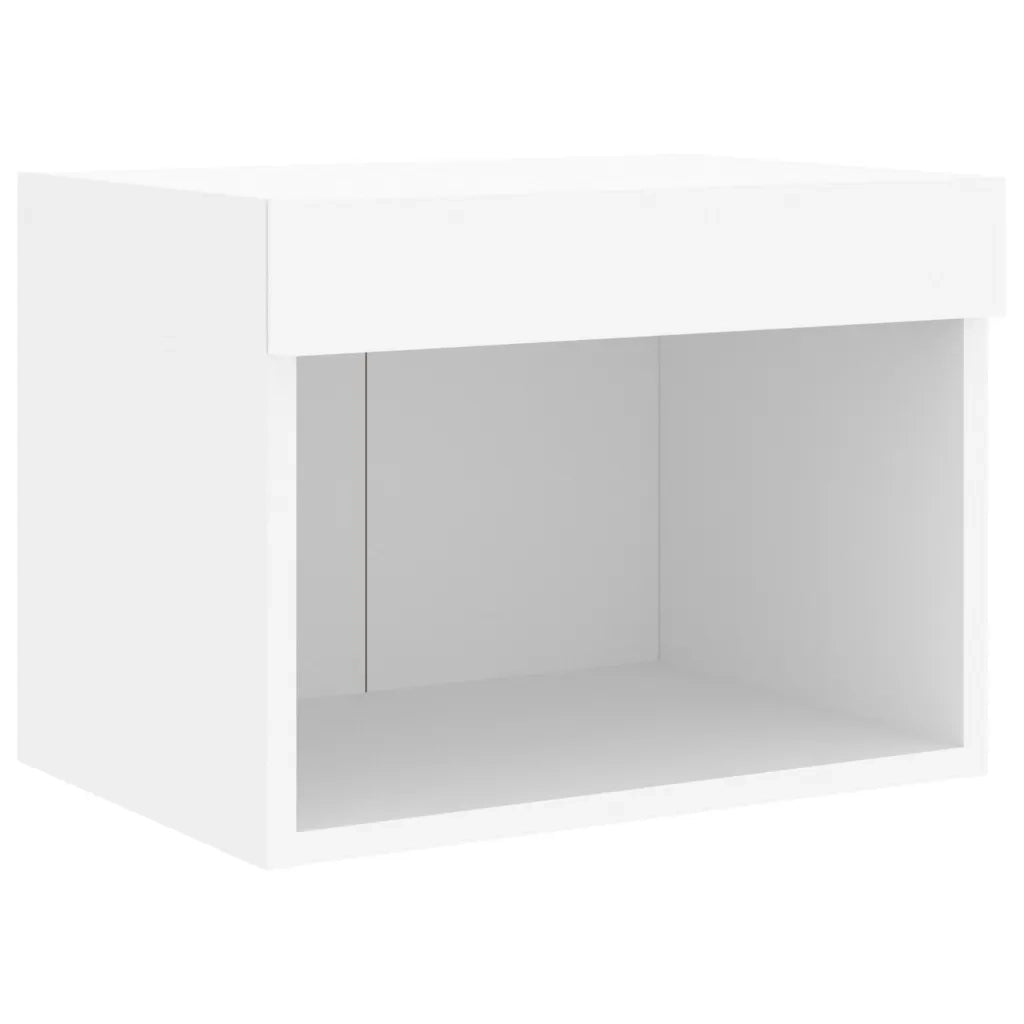 Comodino | Armadio da Notte | Mobiletto da notte con Luci LED a Parete Bianco