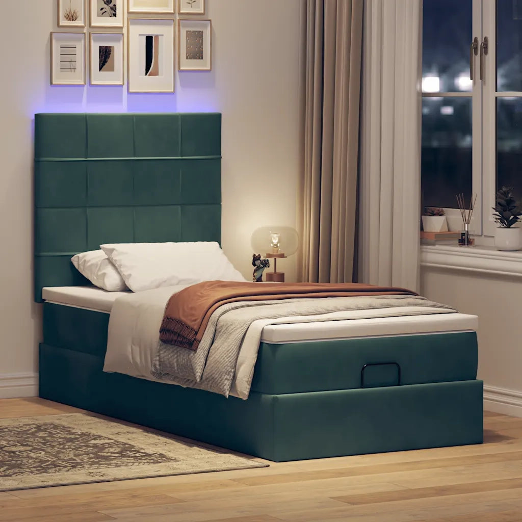 Struttura Letto Pouf con Materassi 90x200 cm in Velluto 3314297