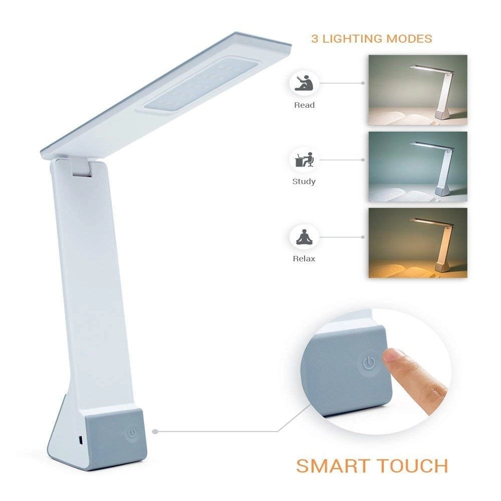 Trade Shop - Lampada Da Scrivania 15 Led 4w Pieghevole Luce Bianca Neutra Gialla U12b -