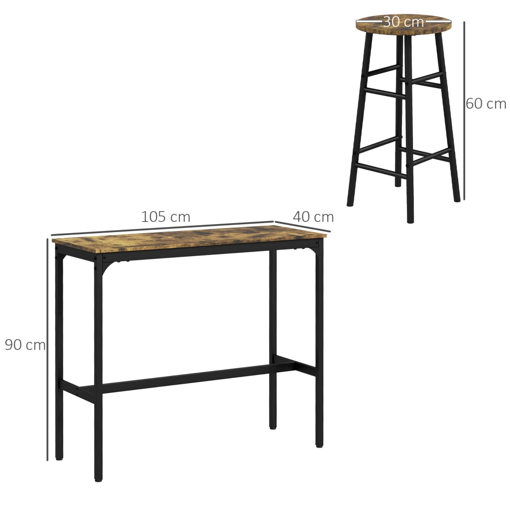 Tavolo da bar con 2 sgabelli ¨C Minimal ¨C Marrone + Nero