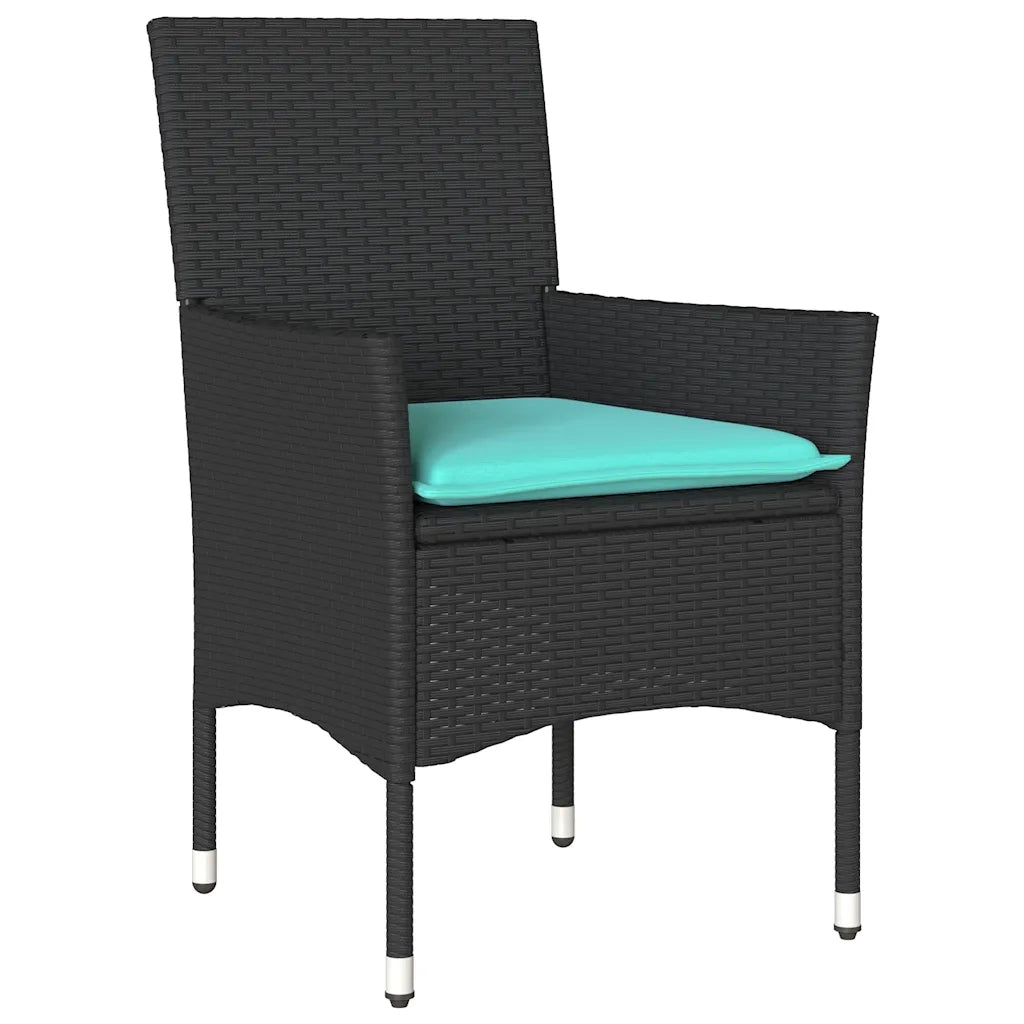 Sedie da Giardino con Cuscini 2 pz Nere in Polyrattan 368118