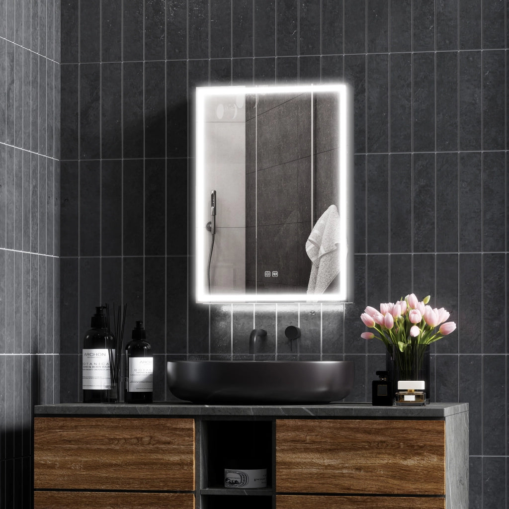 Armadietto Bagno con Specchio e Luci LED ¨C Zephmum ¨C Nero