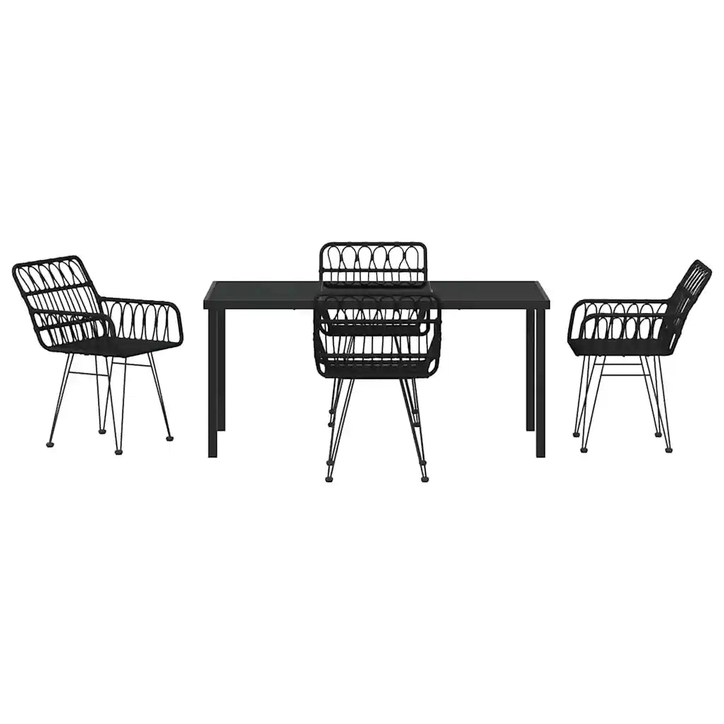 Set da Pranzo per Giardino 5 pcs Nero