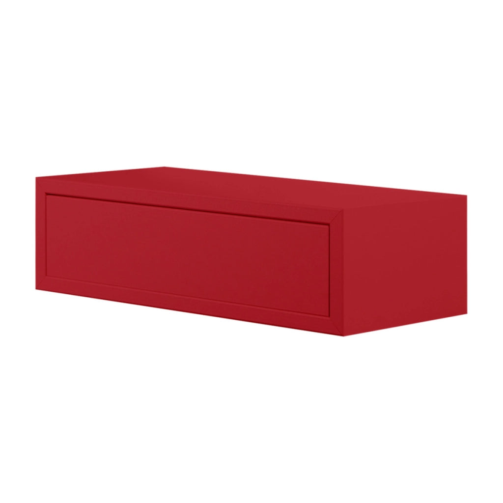  Mensola da Muro con Cassetto Modello LEGOLO, Comodino Sospeso, Mensola da Parete, 45x13.4 p20 cm. Finitura  ROSSO - MADE IN ITALY