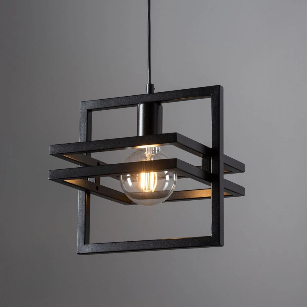 Lampada a sospensione Merci nera industriale Ø26 E27 Sigma