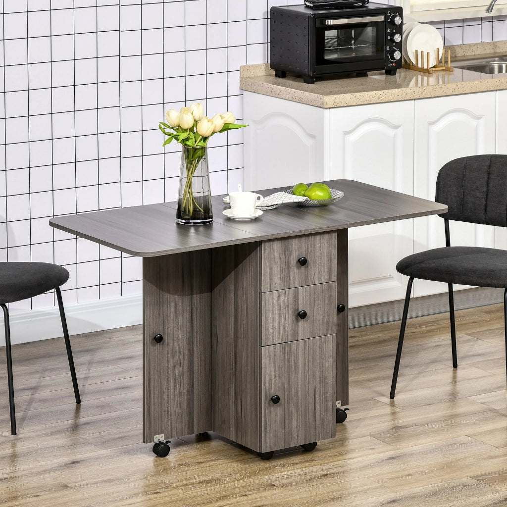 Tavolo da pranzo pieghevole con 2 cassetti e ripiano ¨C Minimal ¨C grigio