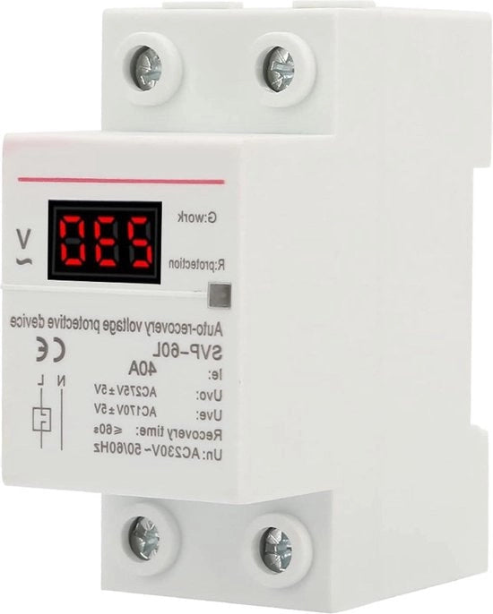 Apparecchio di protezione contro sovracorrente e sottocorrente 230V 40A con funzione di ripristino automatico, installazione su rail DIN, protezione della corrente affidabile.