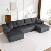 Divano Modulare U a 5 Posti in Tessuto con Chaise Longue ¨C Xylo ¨C Grigio Chiaro