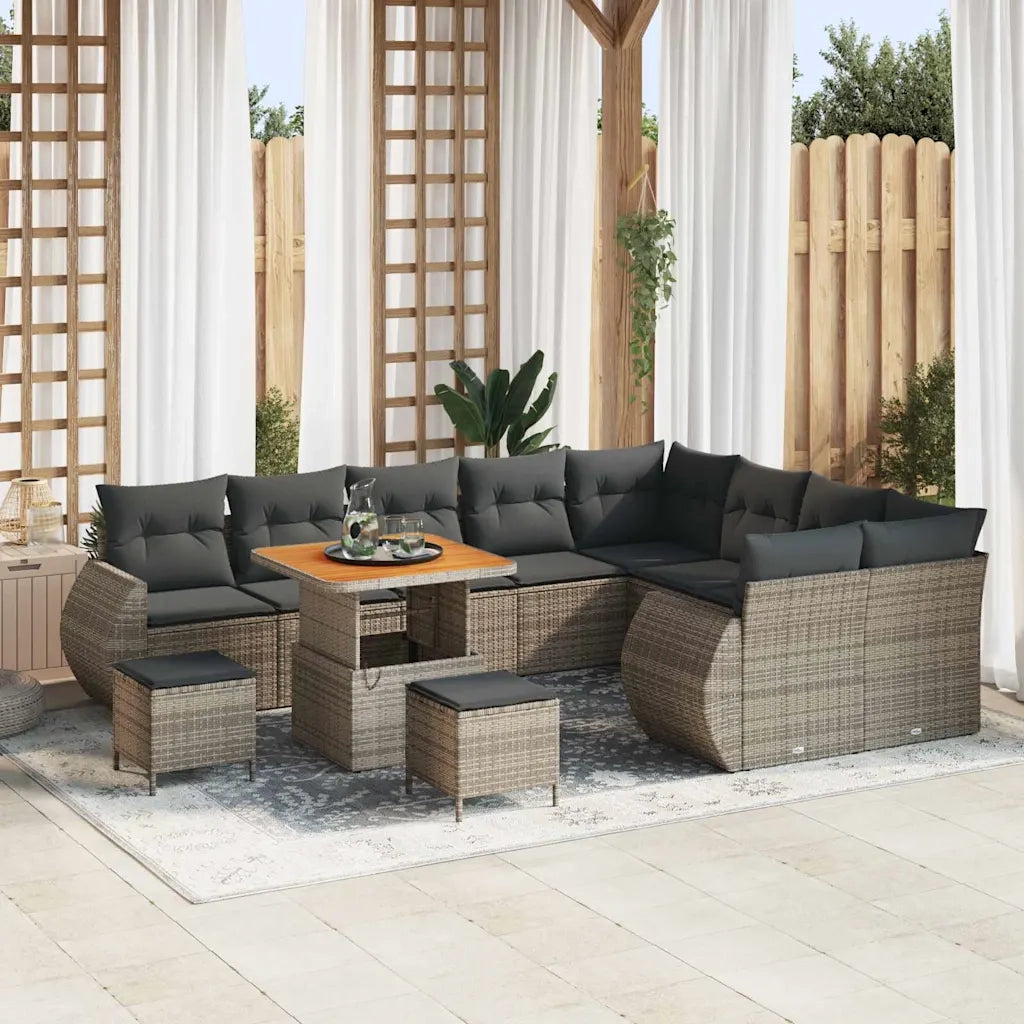 Set Divano da Giardino 12 pcs Grigio polyrattan 3361913