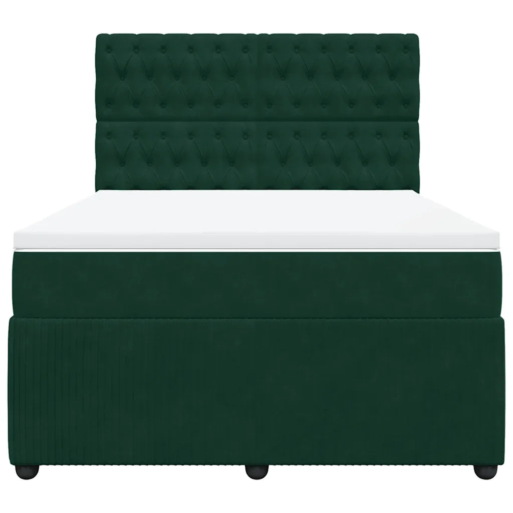 Giroletto a Molle con Materasso Verde Scuro 140x200 cm Velluto
