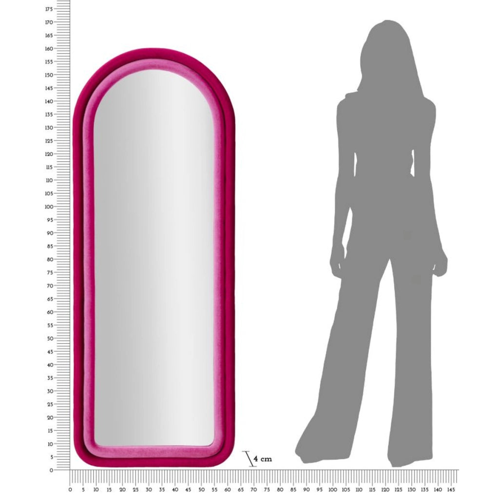 Specchio da parete Cloe in velluto fucsia 67x166 cm
