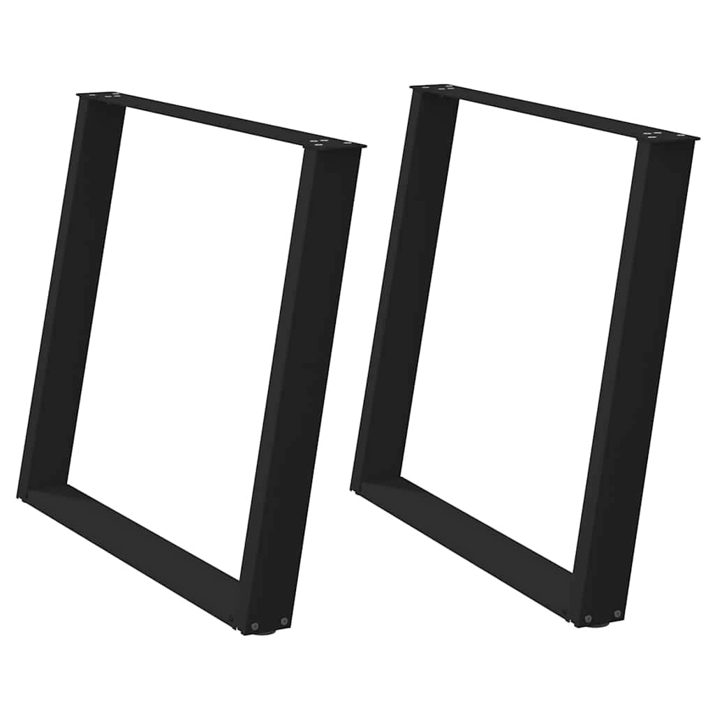 Set di 2 gambe per tavolo da pranzo a forma di U 90 x 73 cm design moderno stabili finitura opaca acciaio nero 02_0057080