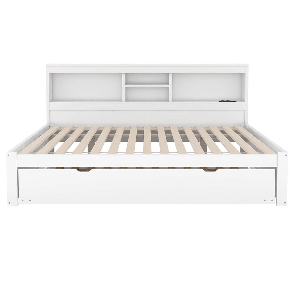 Divano letto daybed - Xylo - 140x200 cm LED USB contenitore bianco