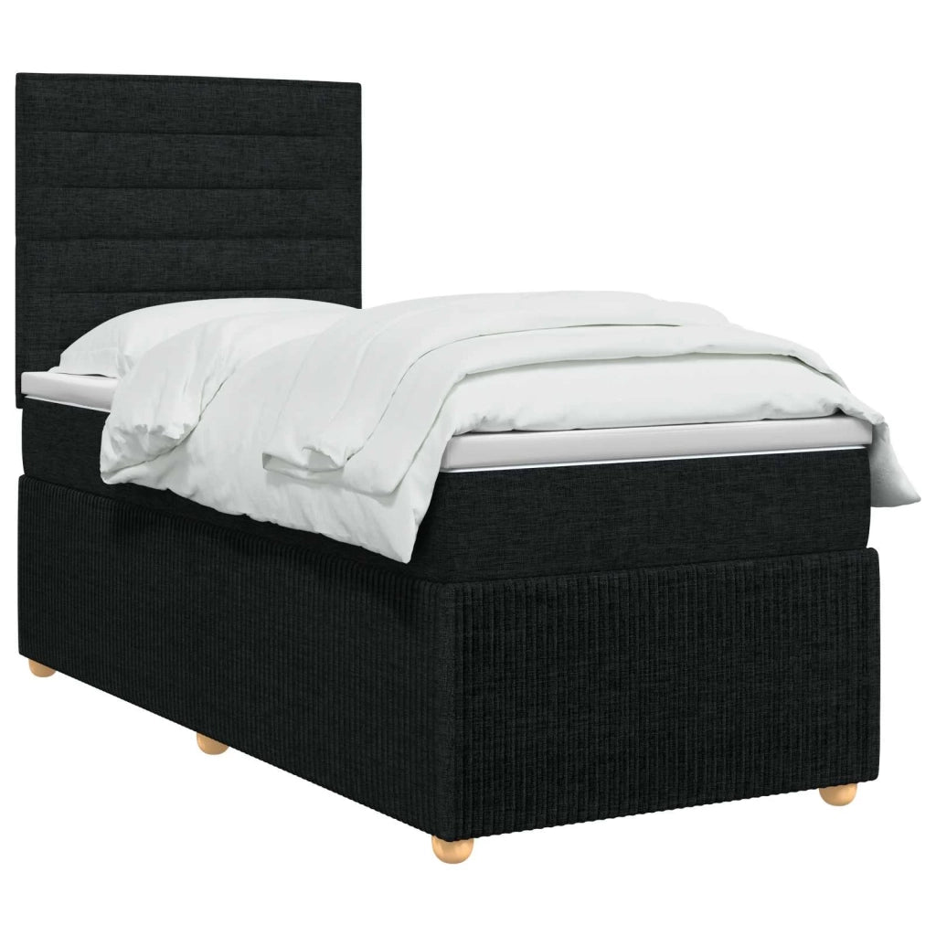 Letto Box Spring LED con Materasso Nero 80 x 200 cm Tessuto 3455722