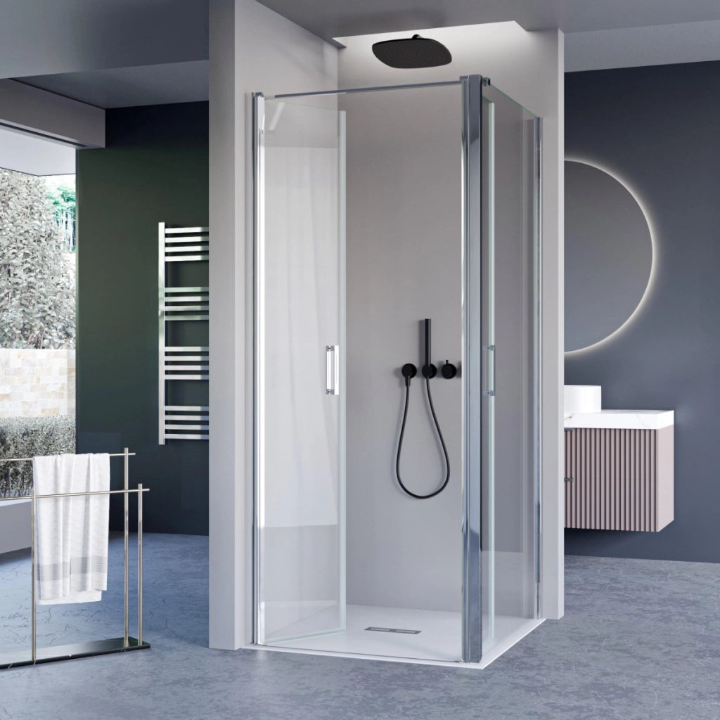 Box doccia due lati con porta saloon h195 6mm anticalcare dobla, misura 70x70
