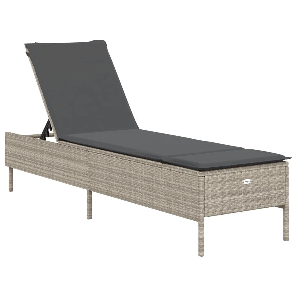 Lettino Prendisole 2 pz con Cuscini Grigio Chiaro in Polyrattan 3261592