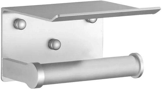 Supporto per carta igienica con ripiano per telefono (Argento)
