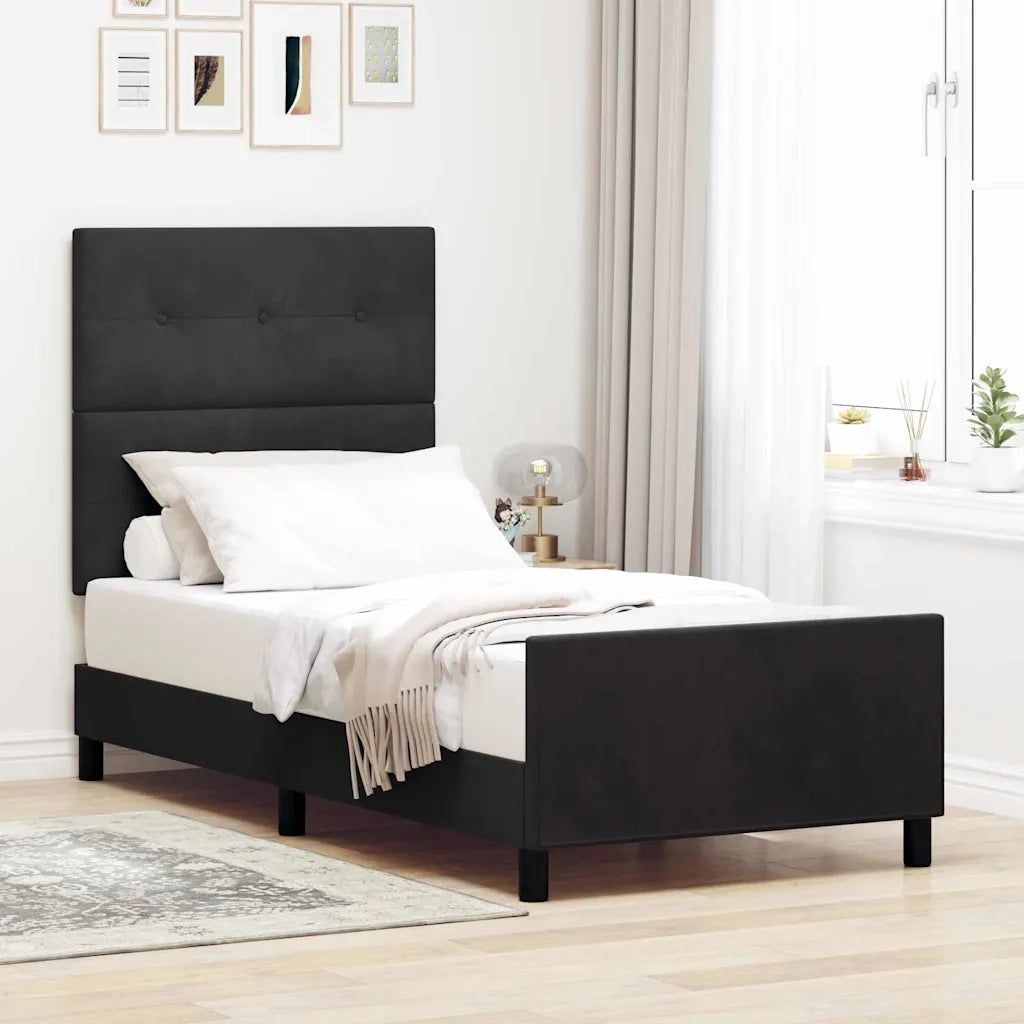 Letto a molle con testiera Nero 100 x 200 cm Velluto