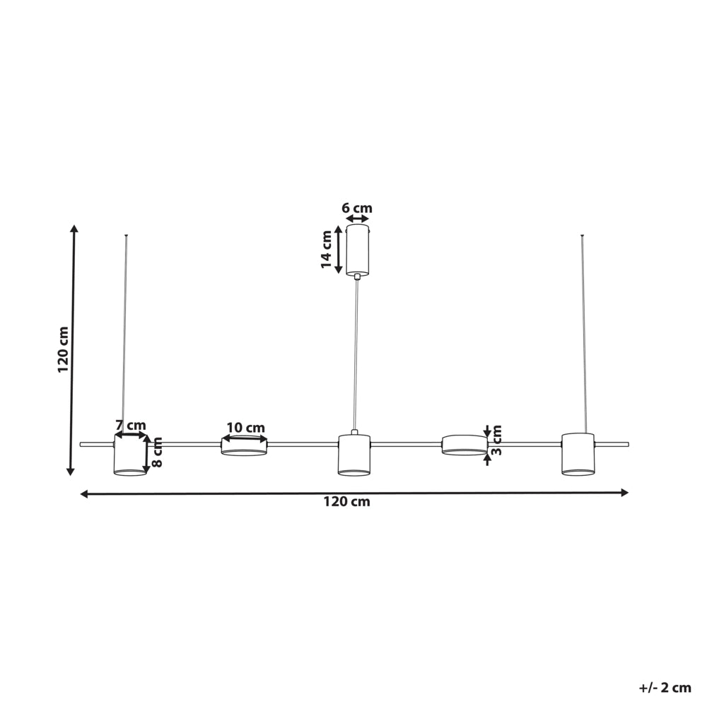 Moderna Lampada a Sospensione Integrata LED 5 Luci Sospensione in Metallo Nero