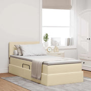 Letto con contenitore e LED con led Crema 90 x 190 cm Tessuto
