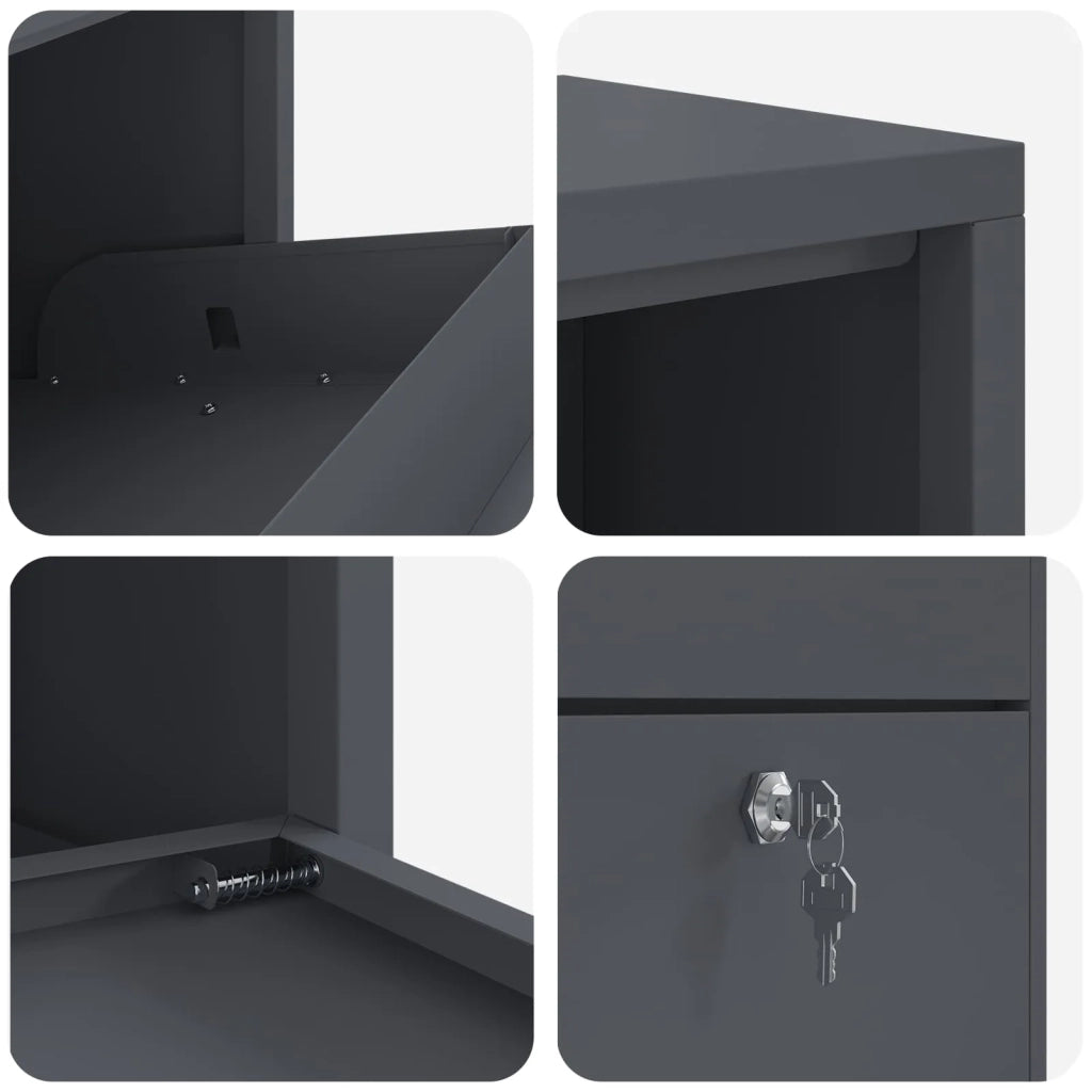 Cassetta per pacchi con porta Antracite 44 x 22 x 82 cm Acciaio 874921
