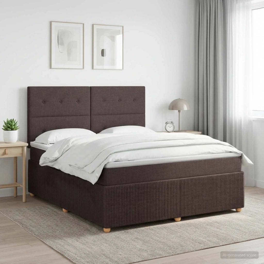 Letto box spring con materasso Marrone Scuro 140 x 190 cm 3454392