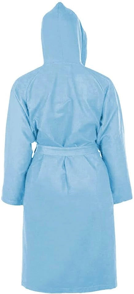 Accappatoio Microfibra Taglia XL Moderno Morbido Uomo Donna Cintura Tasche Cappuccio Azzurro