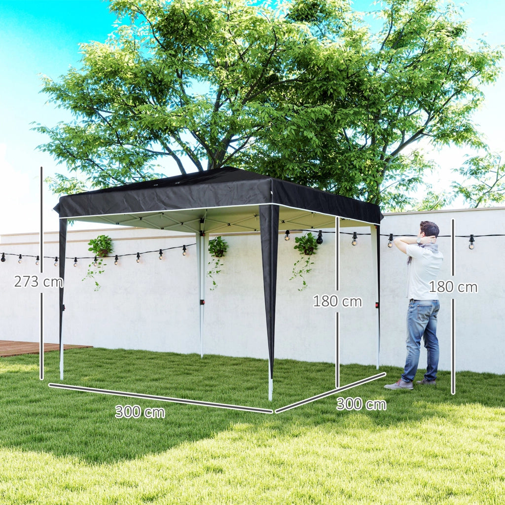Gazebo da Giardino 3x3m ¨C Xylo ¨C Metallo e Tessuto Oxford Nero, Altezza Regolabile