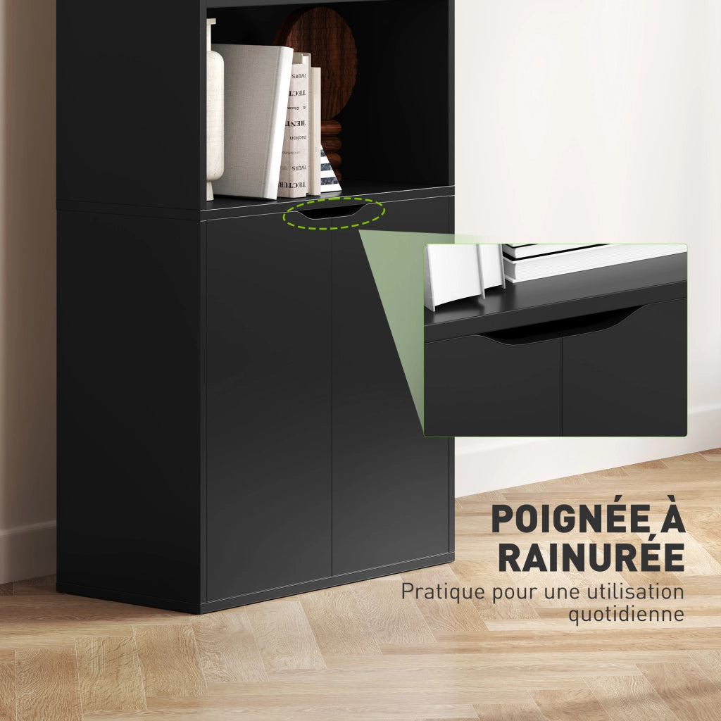 Libreria con ante e ripiani ¨C Xylo ¨C Legno nero 59x29x180 cm