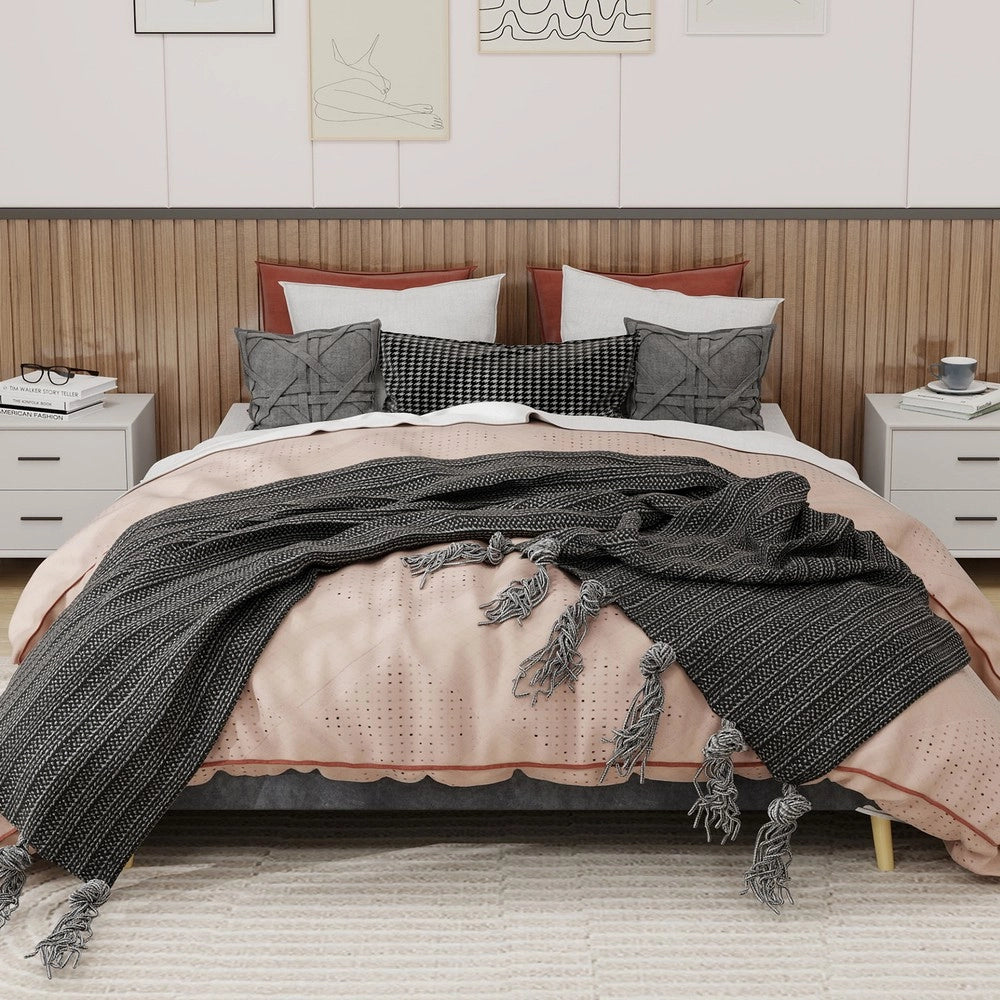 Letto Contenitore ¨C MINIMAL ¨C Grigio, Velluto, 160x200