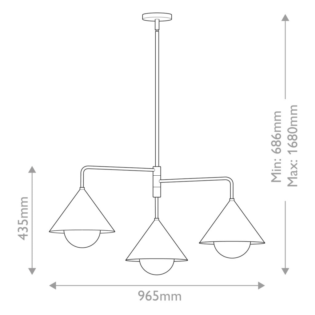 Lampada a sospensione Japandi Remyck 3 luci oro spazzolato